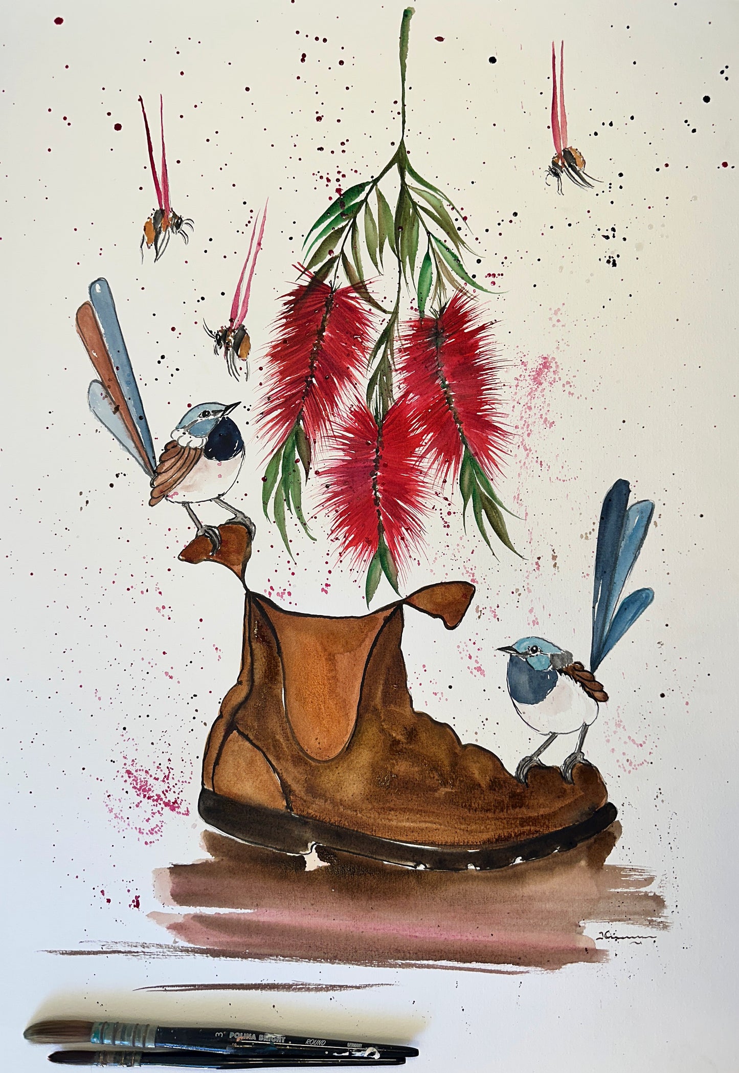 Birds, Bees, Bottle Brush & A Boot