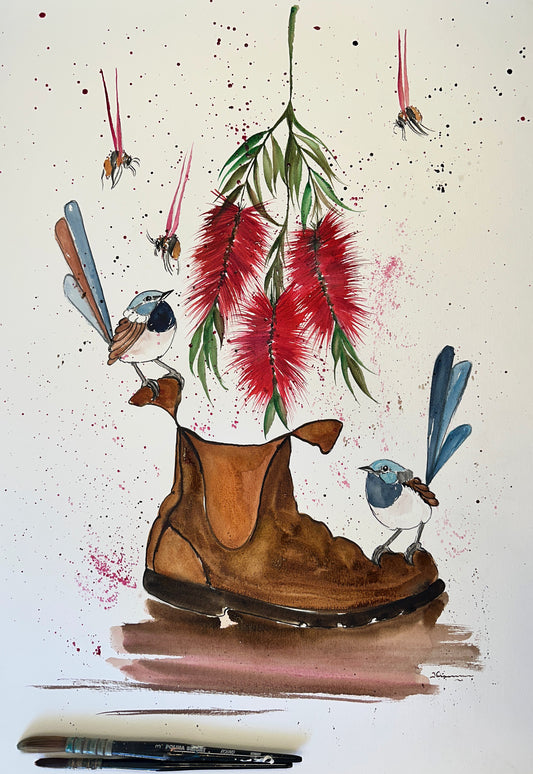 Birds, Bees, Bottle Brush & A Boot
