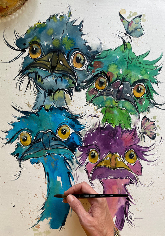 Your Emu Family- PAINTED TO ORDER